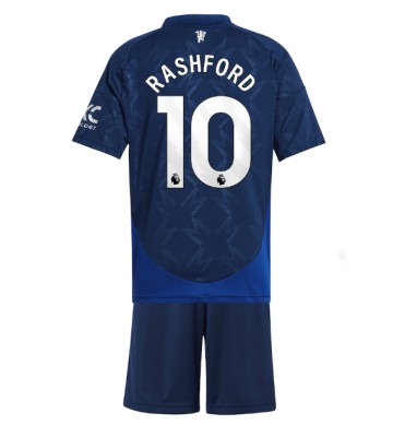 Manchester United Marcus Rashford #10 Segunda Equipación Niños 2024-25 Manga Corta (+ Pantalones cortos)